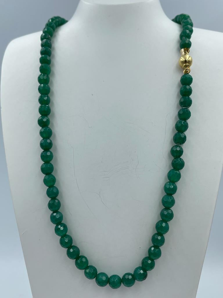Collana di Agata verde faccettata con chiusura in oro - Ubinor Gioielli