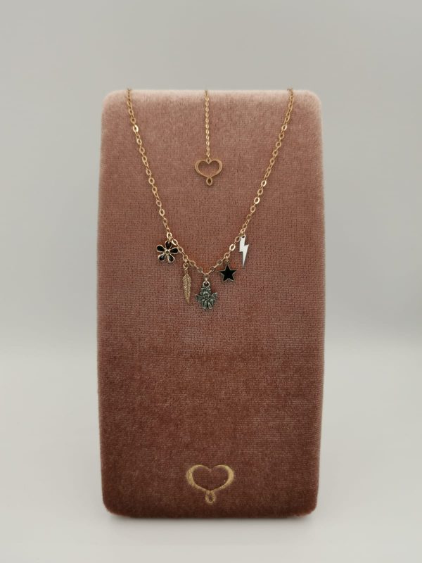 Collana in argento con finitura rosa e smalto