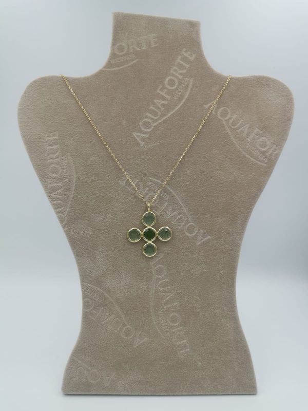 Collana con pendente in argento con finitura in oro 23 kt e pasta vitrea